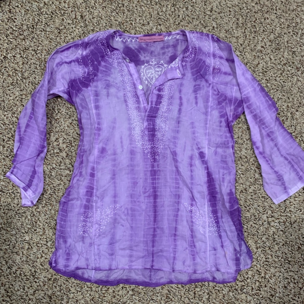Girls/Toddler Creative Living purple and white tie die cover up/ summer dress